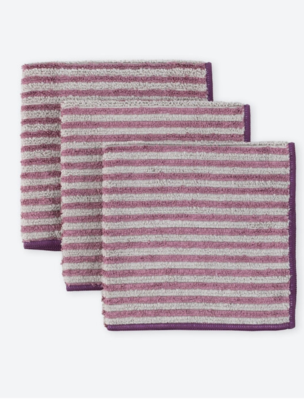 Norwex Face and Body Cloths Set of 3 Graphite/lavender stripes NWT
